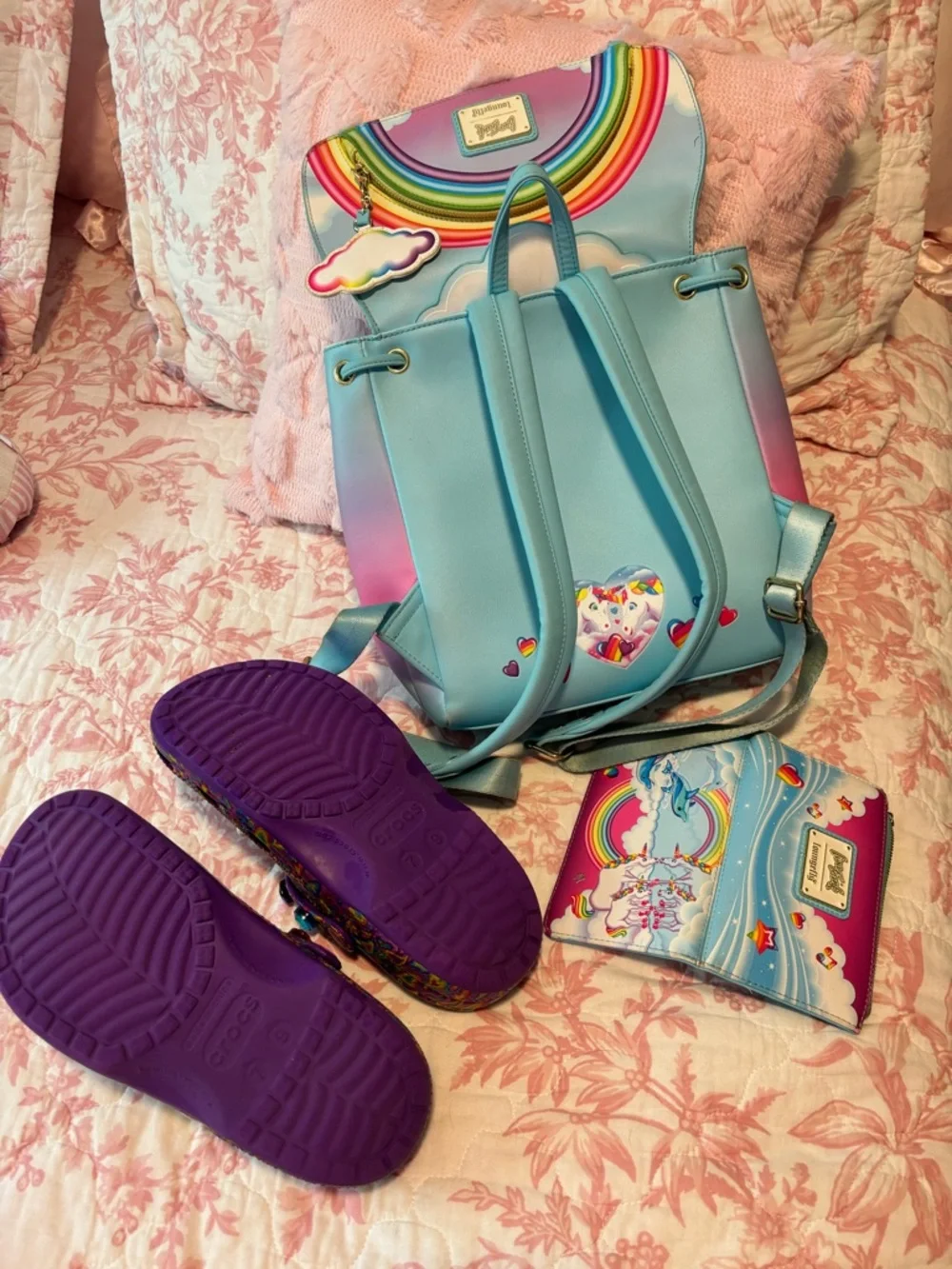 Lisa Frank Pastel Rainbow Cloud Backpack with Matching Wallet - Picture 8 of 12